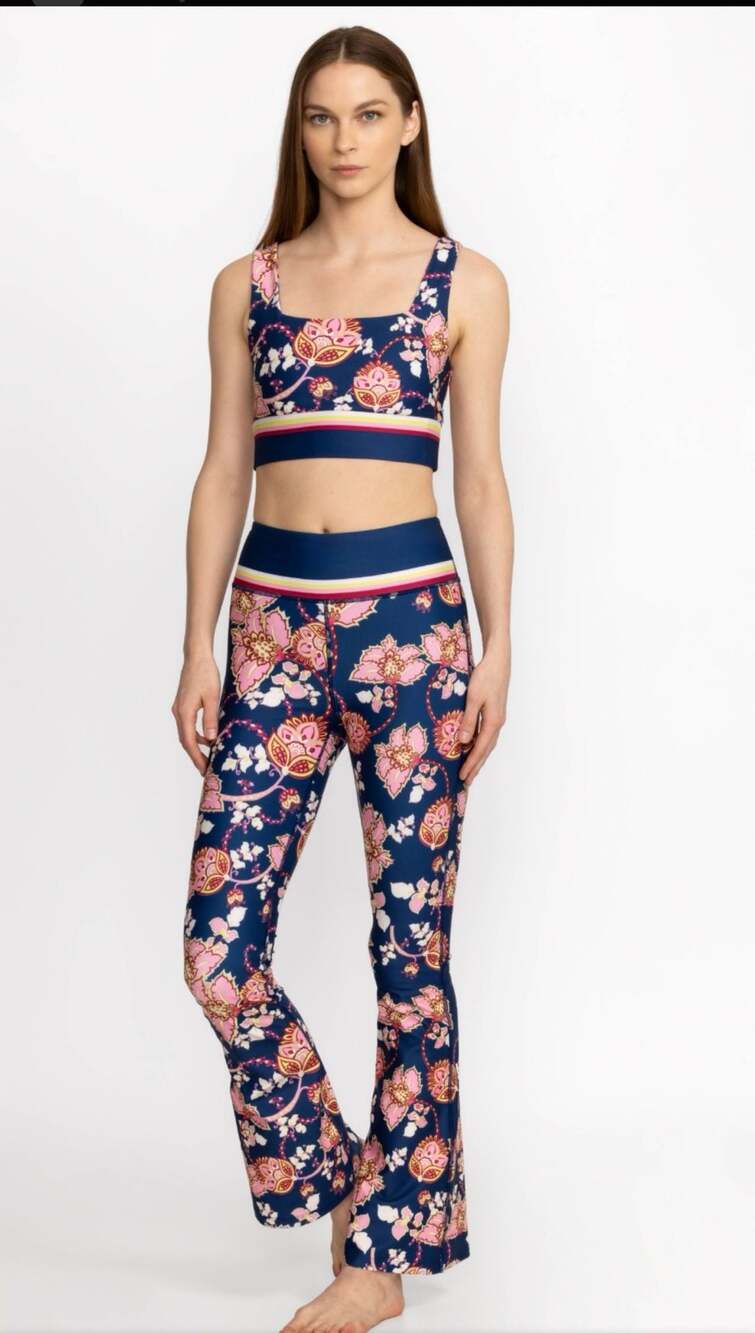 Johnny Was Active Floral Print Flare Leggings Size S